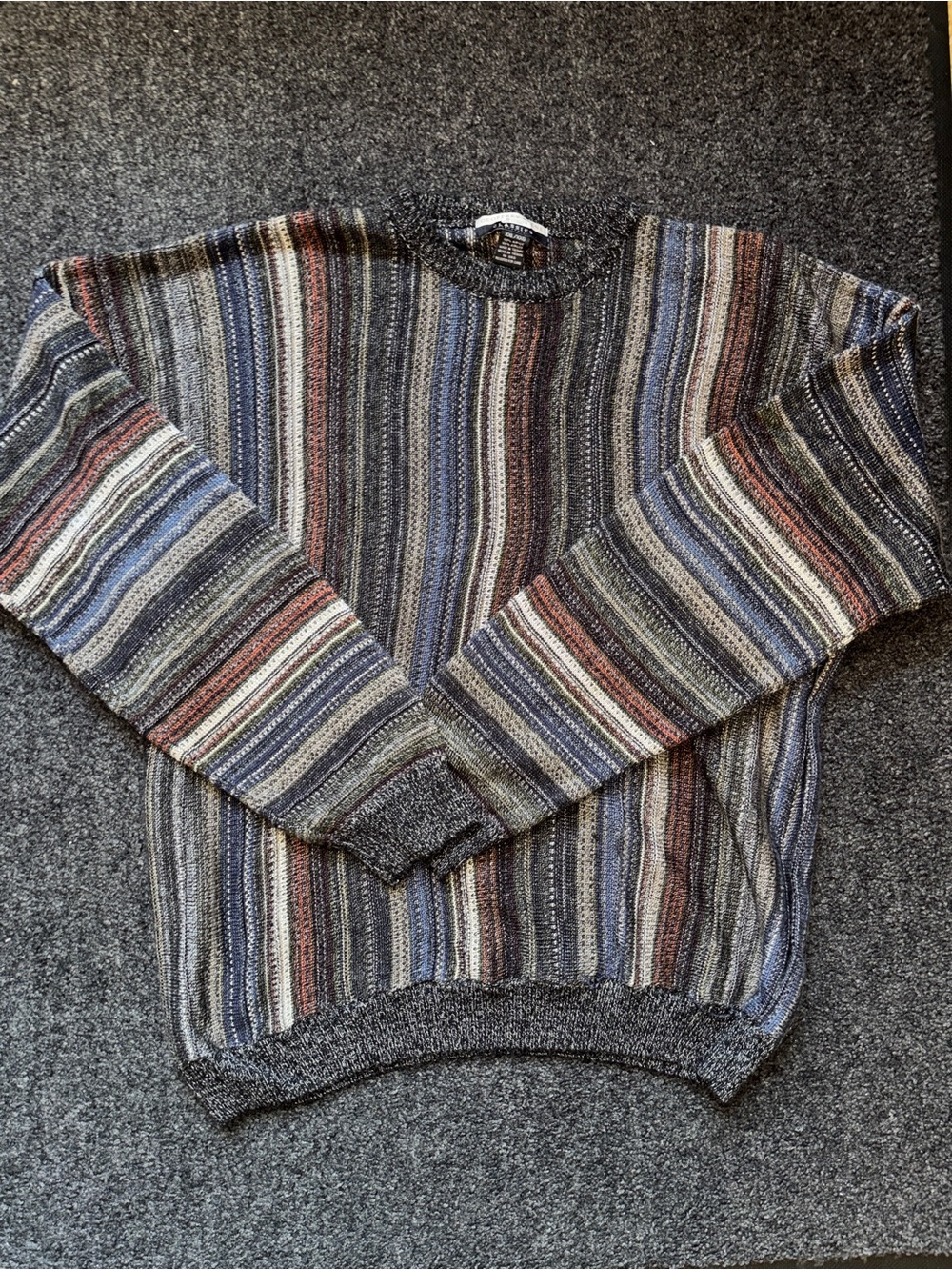 Vintage 90s Geoffrey Beene Vertical Stripe Knit Cosby Sweater Men’s XXL Grandpa